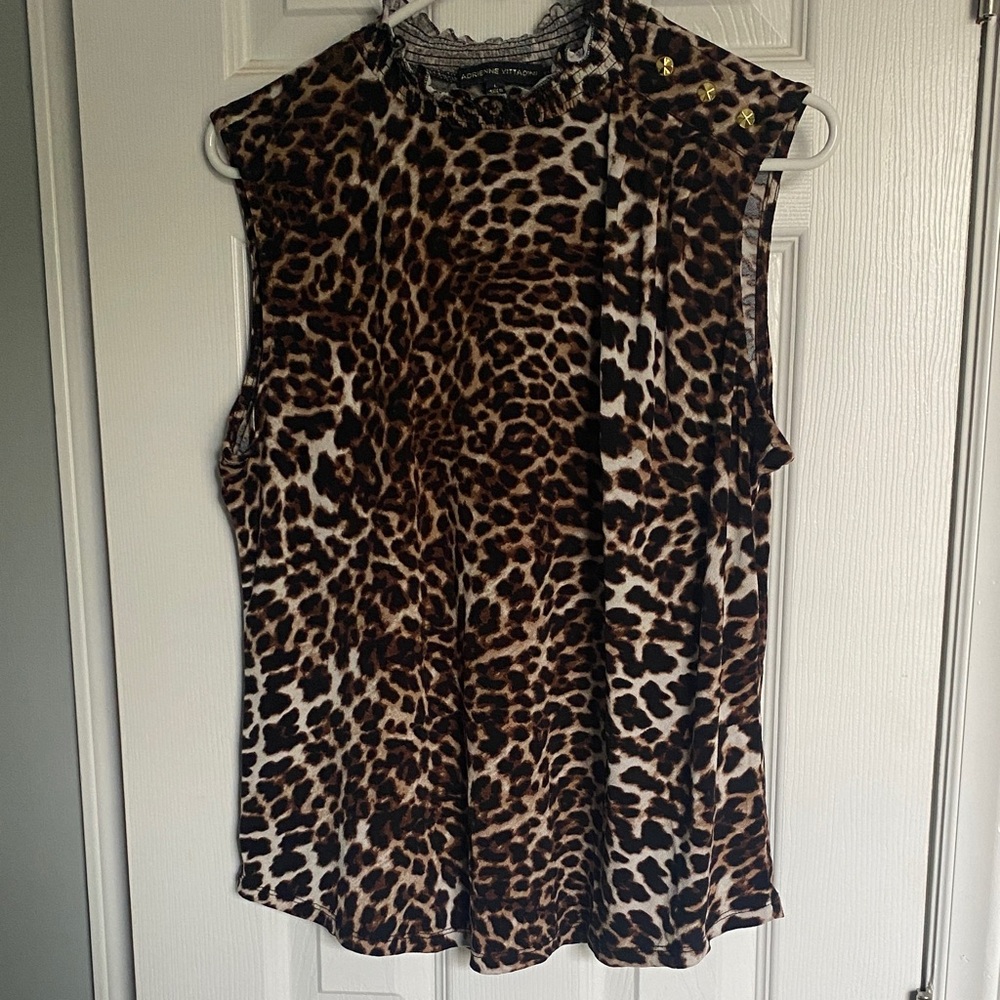 Adrienne Vittadini Brown Leopard Print Blouse